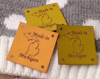 Leather labels, custom faux leather tags, clothing labels, logo branding tags, knitting labels, labels for crochet, personalized, 25 pc