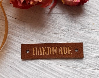 Vegan leather labels for handmade items, leather labels, leather tags, crochet labels, personalized clothing labels, 25 pc