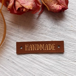 Vegan leather labels for handmade items, leather labels, leather tags, crochet labels, personalized clothing labels, 25 pc