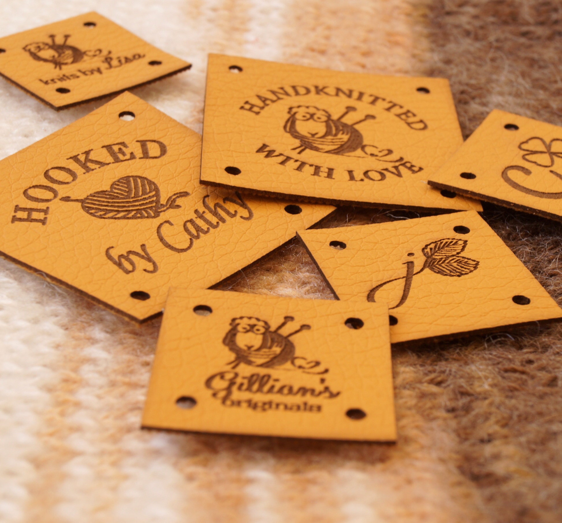 Personalized Leather Tags for Handmade Items Vegan Leather 