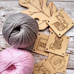 Leather labels for handmade items, custom clothing labels for knitting and crochet, faux leather labels for handmade products, 25 pc