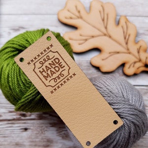 Personalized labels for handmade items, custom clothing labels, crochet labels, knitting tags, sew on labels, faux leather tags, set of 25