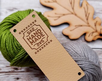 Personalized labels for handmade items, custom clothing labels, crochet labels, knitting tags, sew on labels, faux leather tags, set of 25