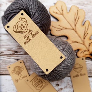 Labels for handmade items, faux leather labels, vegan leather tags, clothing labels, knitting labels, leather tags for crochet, labels 25 pc
