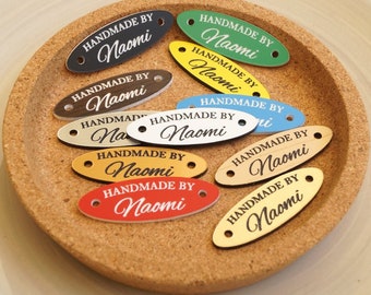 Tags for handmade products - personalized labels for knitting, crochet, sewing - acrylic tags for swimwear - custom logo tags - 25 pc