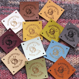 Labels for handmade items, leather labels, leather tags for handmade products, clothing labels, knitting labels, leather labels, set of 25