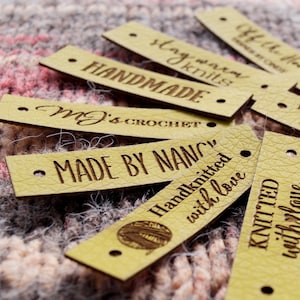 Vegan leather labels, personalized labels, leather tags for handmade items, clothing labels, crochet labels, leather labels, set of 25 pc