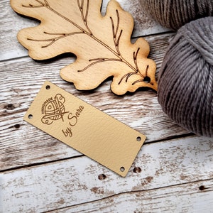 Vegan leather labels for handmade items, personalized, set of 25 pc