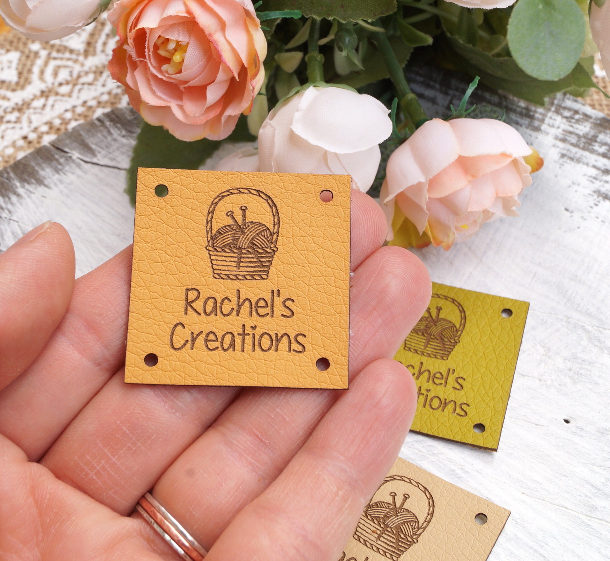 Acrylic tags for handmade items - personalized labels for knitting,  crochet, sewing, accessories, swimwear - custom clothing labels - 25 pc