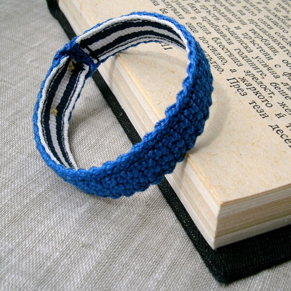 Blue Baby Bracelet - Baby Boy Bracelet - Crochet Bracelet - Cotton Baby Jewelry - Crochet Jewelry, Childrens Bracelet in Blue