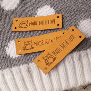 Labels for handmade items, custom clothing labels, knitting labels, crochet labels, sewing labels, leather tags for crochet, set of 25 pc