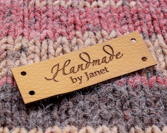 Vegan leather labels, custom clothing labels, labels for handmade items, knitting labels, leather tags, labels for crochet, custom tags, 25