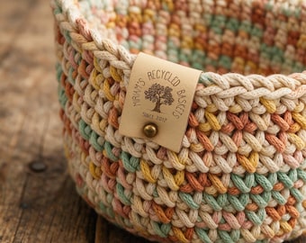 Faux Leather Knitting Labels – Personalized Crochet Tags, Custom Brand Logos, 25 pc