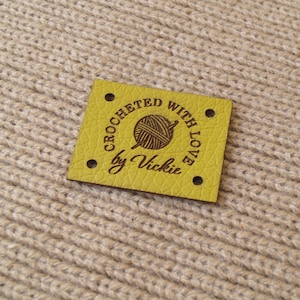 Labels for handmade items - vegan leather labels for knitting, crochet, sewing etc - personalized tags for handmade products - set of 25 pc