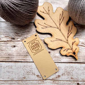 Labels for handmade items, faux leather labels, vegan leather tags, clothing labels, knitting labels, leather tags for crochet, labels 25 pc