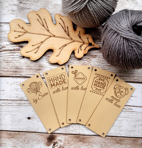 Personalized Leather Tags for Handmade Items Vegan Leather 