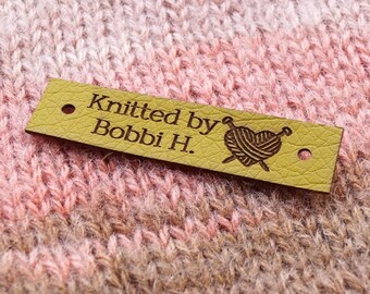 Product tags, vegan leather labels, custom clothing labels, leather tags, labels for handmade items, crochet and knitting labels, set of 25