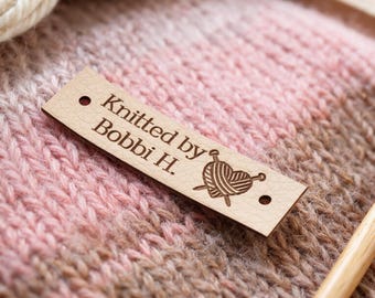Etiquetas de tricô em couro sintético, etiquetas de produto personalizadas com gravação, etiquetas para roupas veganas (25 unidades)