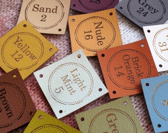 Leather tags for handmade items, product labels, personalized labels, vegan leather labels, tags for crochet, knitting labels, tags 25 pc