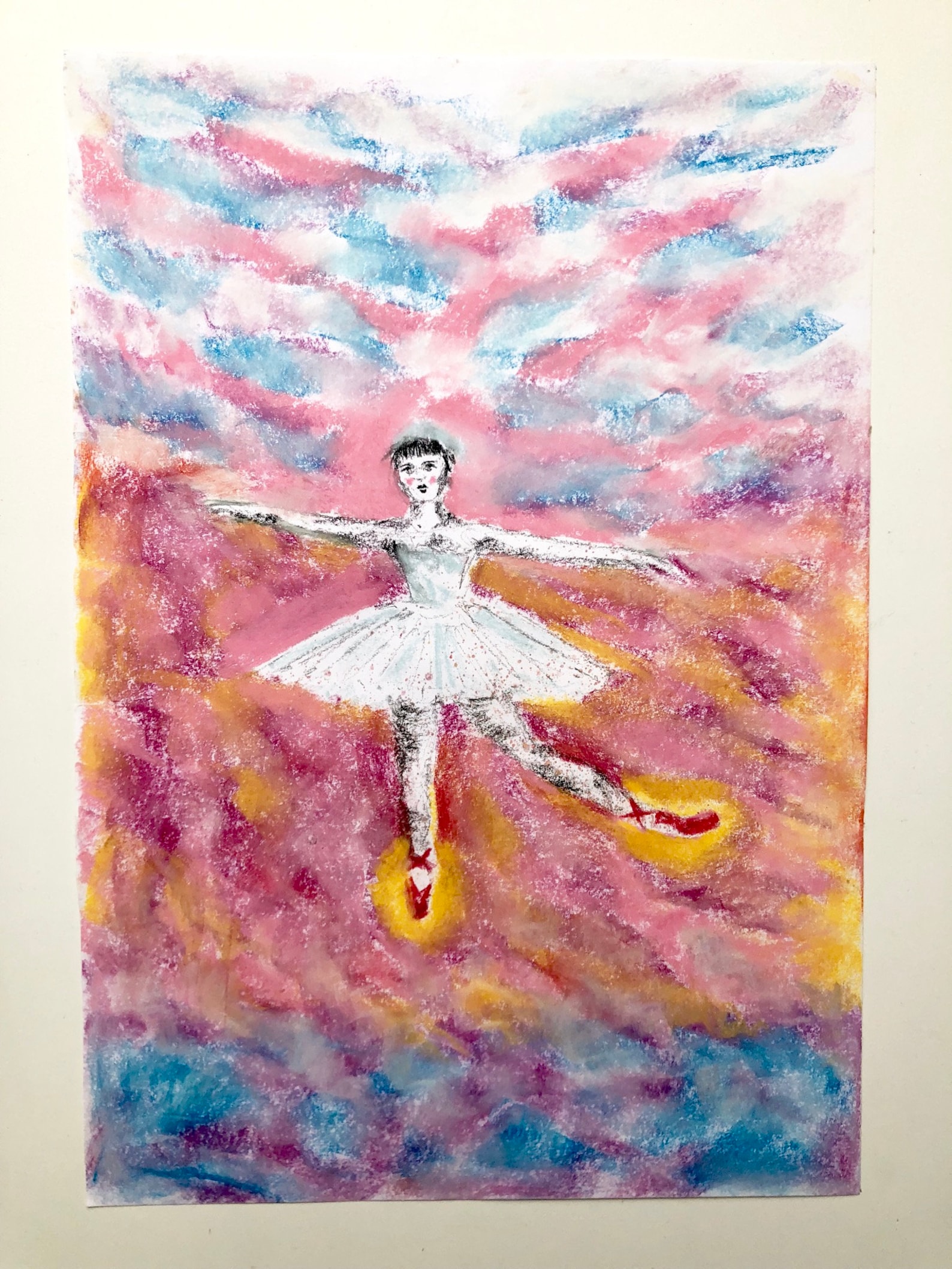 the red shoes ballet dancer pastel drawing art print