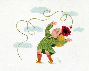 Little bee – Original Acrylic Pencil Illustration - There are always flowers for those who want to see them