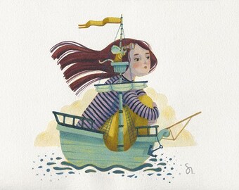Towards New Horizons – Original Acrylic Pencil Illustration