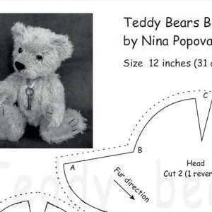 E-Pattern of artist teddy bear Benjamin 12 in PDF format, OOAK, beige, amber, mohair, jointed image 5