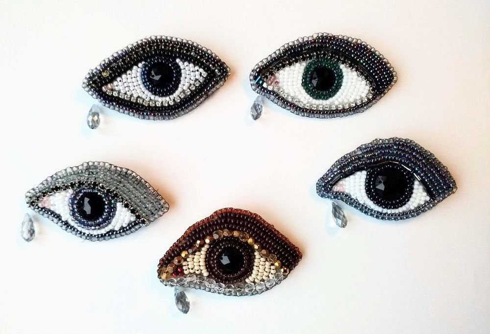 Eye Brooch, Pin, Beaded, Tear, Iris, Pupil, Jewelry - Etsy