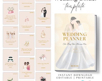 Digital Wedding Planner Binder Template: Customizable Canva Design (PDF)