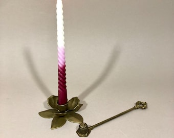 Vintage candle holder, brass, flower-shaped candle holder