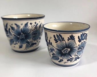 Ceramic flower pots, Holland, Netherlands, blue white pattern, planter