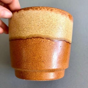 Ceramic flowerpot, West-Germany, mid century modern, autumnal, planter, earthenware