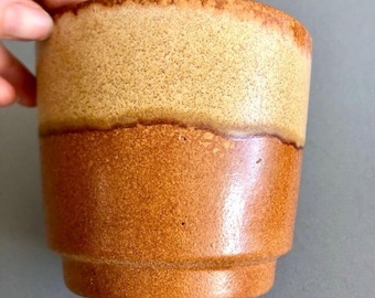 Ceramic flowerpot, West-Germany, mid century modern, autumnal, planter, earthenware