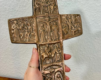 Cruz de bronce, vida de Jesús, decoración de pared, regalo para cristianos.