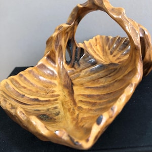 Vintage wooden bowl, double bowl, nut bowl, handle bowl, hand carved