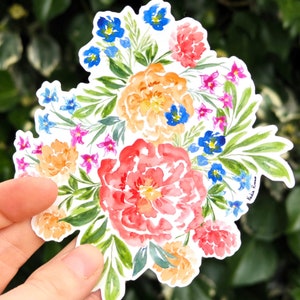 Adesivo Bouquet di fiori, adesivo per computer, adesivo Natura, adesivo originale Fiori Adesivo fiori acquerello adesivo peonia adesivo portatile