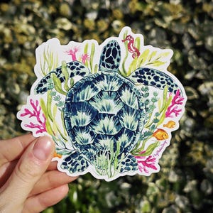 Sticker tortue de mer, sticker pour ordinateur portable, sticker bouteille, sticker animal, sticker aquarelle, sticker océan, sticker tortue, sticker eau de mer, vinyle
