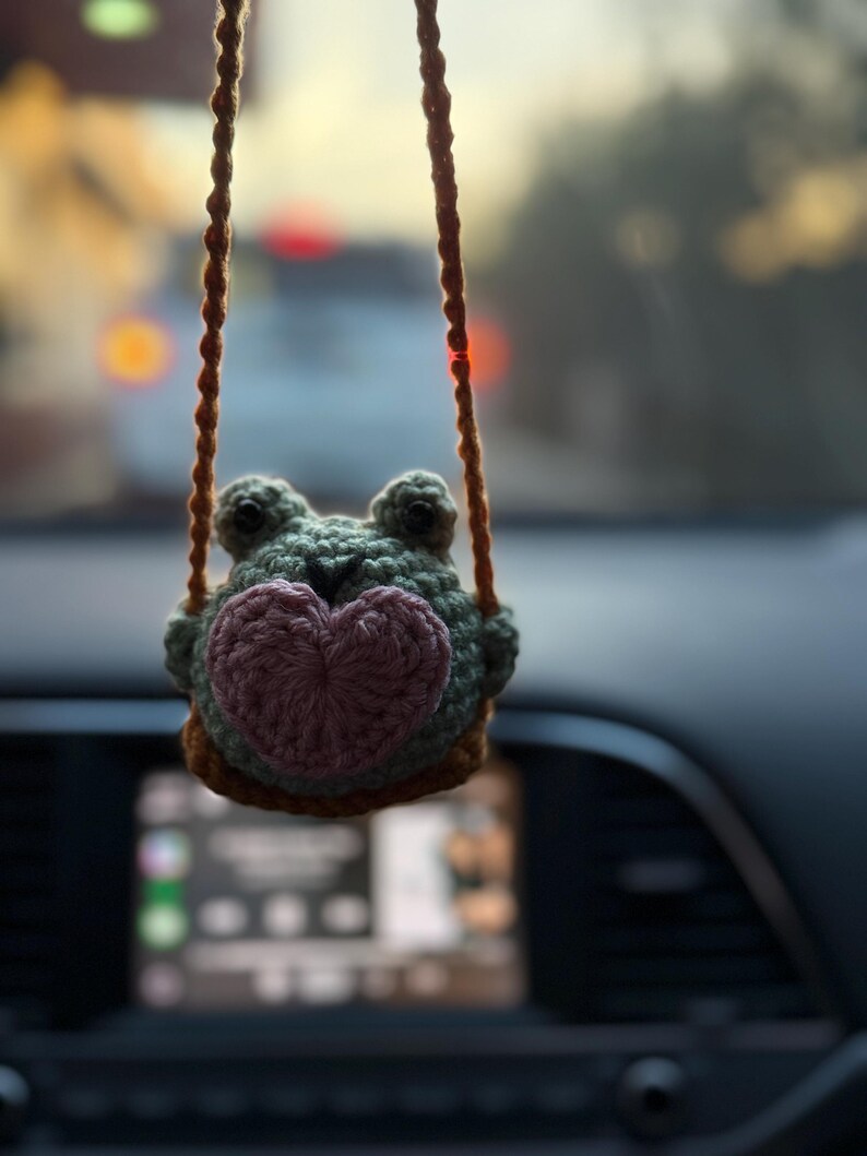 Swinging Frog | Crochet | Rear View Mirror Decor - Etsy