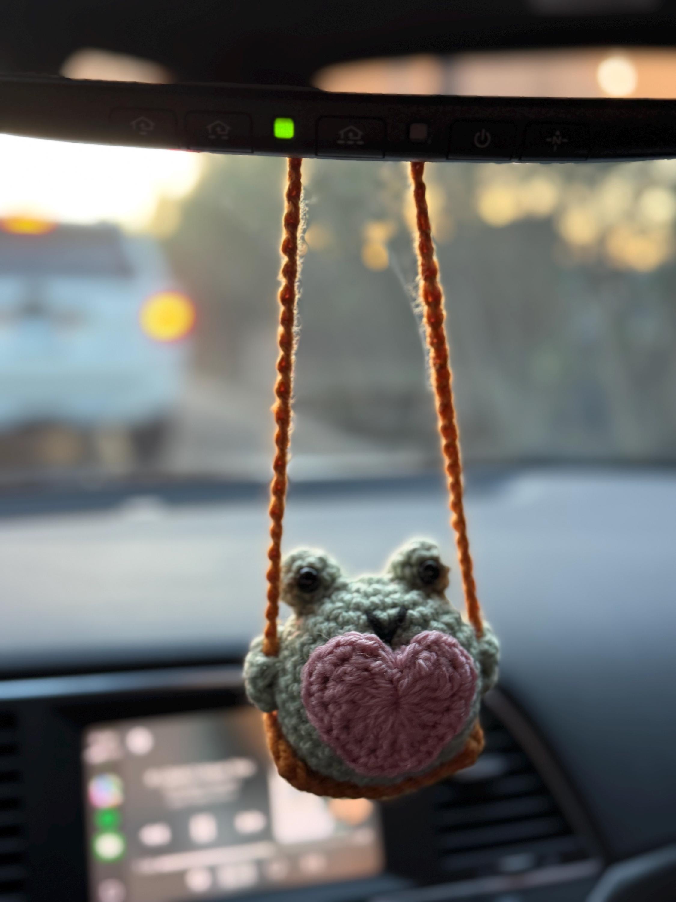 Swinging Frog | Crochet | Rear View Mirror Decor - Etsy