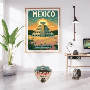 Mexico Retro Travel Poster Digital Download | Printable Vintage Wall Art for Aesthetic Decor, Kitchen, or Housewarming Gift