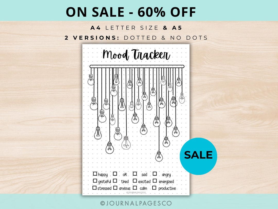 Light Bulbs Mood Tracker - PRINTABLE Journal Page - A4, A5 - Monthly ...