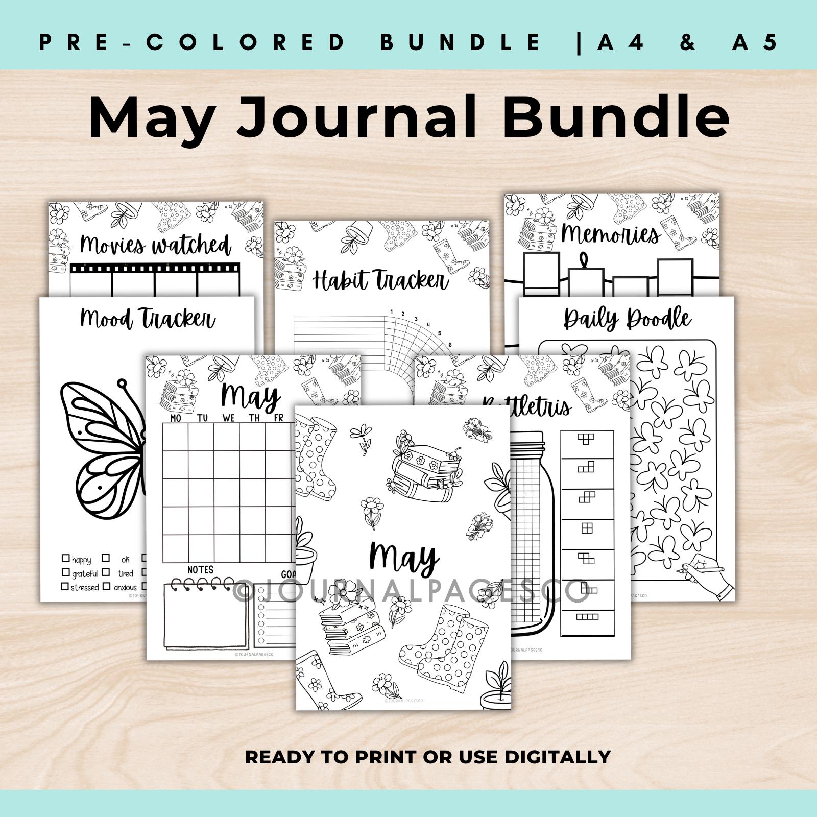 May Planner Journal Bundle | Printable Bullet Journal Kit | Spring Mood ...