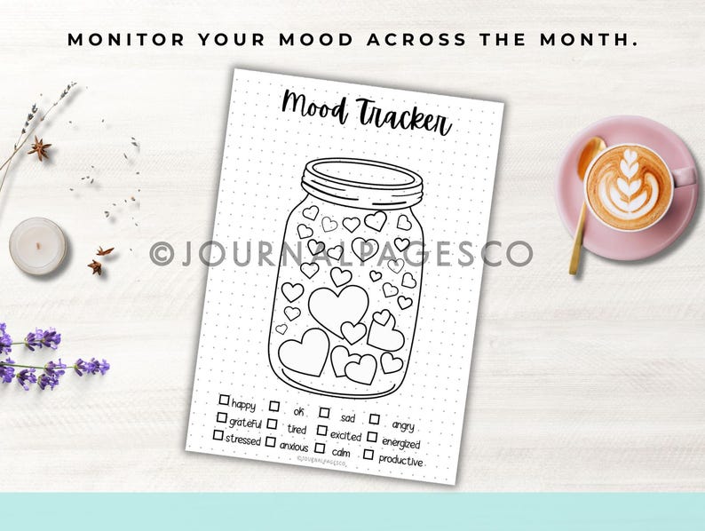 Jar Mood Tracker - PRINTABLE Journal Page - A4, A5 - Monthly Mood ...