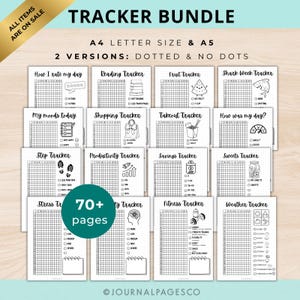 Pacchetto di tracker annuali - Pagine di diario STAMPABILI - Pacchetto di tracker per bullet journal, tracker delle abitudini annuali non datato - Anno in pixel PDF
