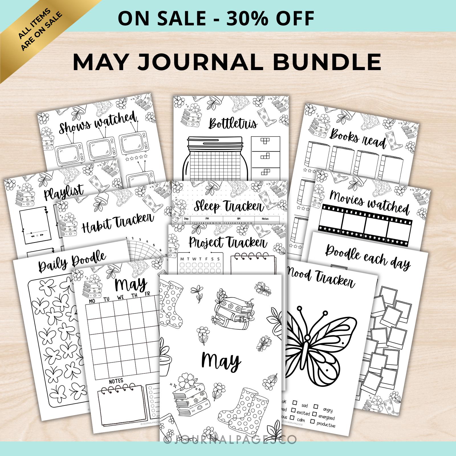 May Planner Journal Bundle | Printable Bullet Journal Kit | Spring Mood ...