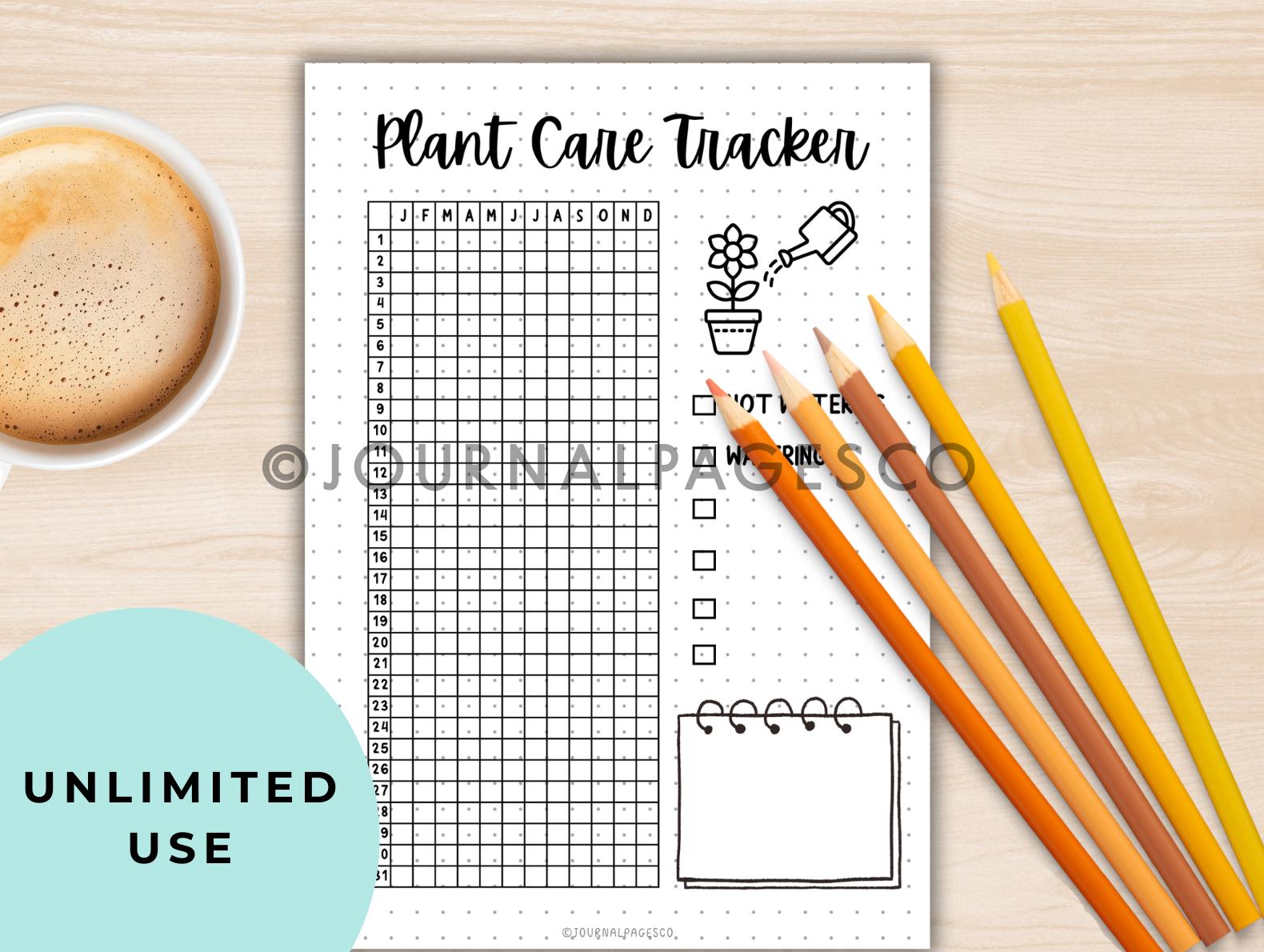 Plant Care Tracker Printable | Plant Watering Log & Journal Page ...