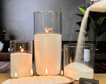 Granula Pearled Candle 7lb – Luxury Sand Candle with Plant-Based Granulated Wax, 50 Cotton Wicks (10 cm) – Wax for Candle Making Unscented