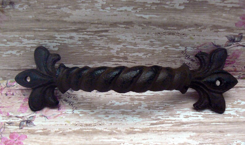 Gate Pantry Door Barley Twist Swirl Handle Natural Cast Iron Etsy
