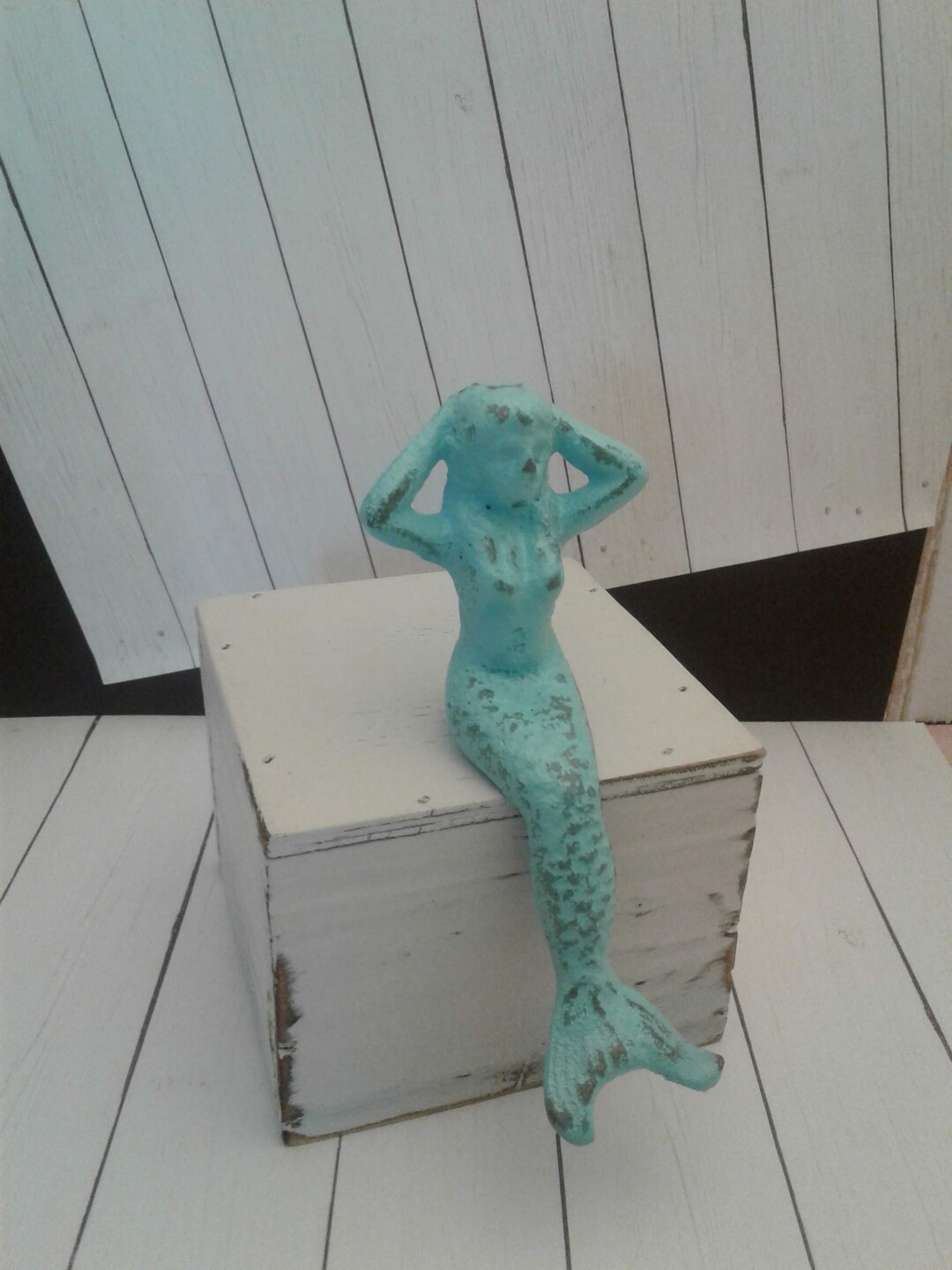 Mermaid Shelf Sitter Cast Iron Metal SMALL Figurine Shabby Etsy