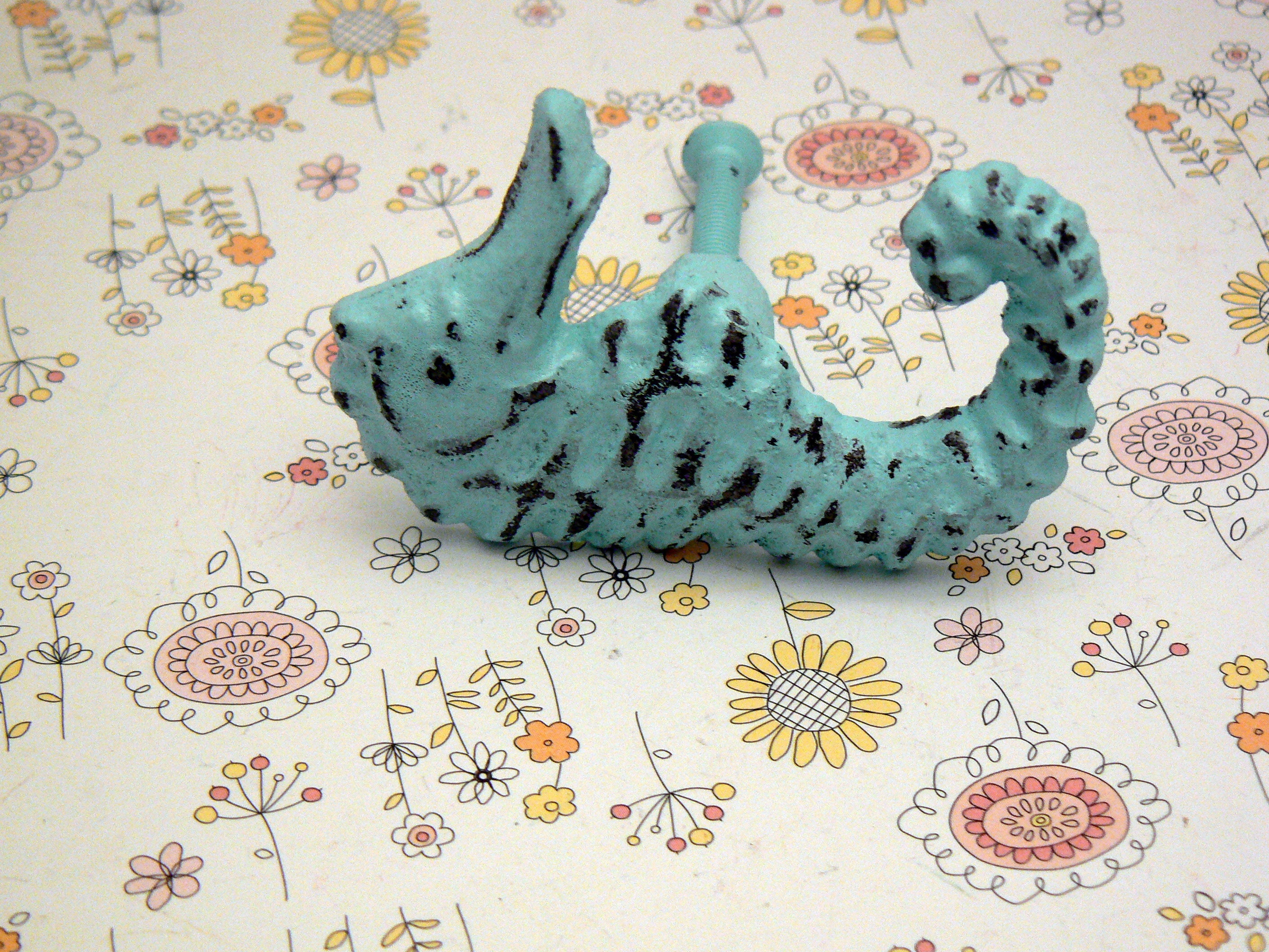 Seahorse Cottage Chic Beach Blue Cast Iron Drawer Pull Knob